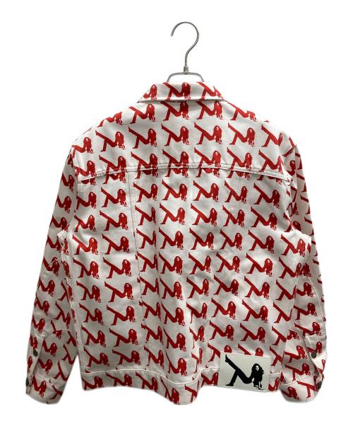 Calvin Klein Jeans（カルバンクラインジーンズ）Calvin Klein Jeans (カルバンクラインジーンズ) Allover Icon Printed Trucker Jacket/デニムジャケット ホワイト×レッド サイズ:SIZE Lの古着・服飾アイテム