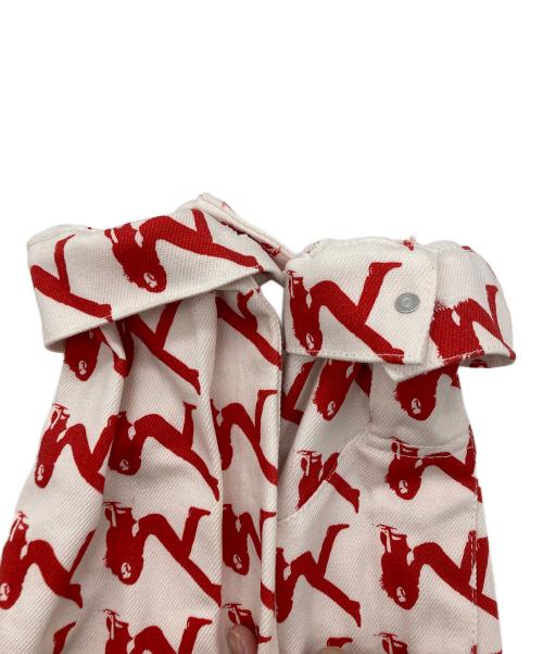 Calvin Klein Jeans（カルバンクラインジーンズ）Calvin Klein Jeans (カルバンクラインジーンズ) Allover Icon Printed Trucker Jacket/デニムジャケット ホワイト×レッド サイズ:SIZE Lの古着・服飾アイテム