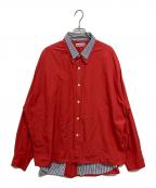 SOFTHYPHENソフトハイフン）の古着「DOUBLE FRONT OVER SIZED SIGNATURE SHIRT」｜レッド