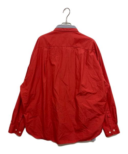 SOFTHYPHEN（ソフトハイフン）SOFTHYPHEN (ソフトハイフン) DOUBLE FRONT OVER SIZED SIGNATURE SHIRT レッド サイズ:SIZE03の古着・服飾アイテム
