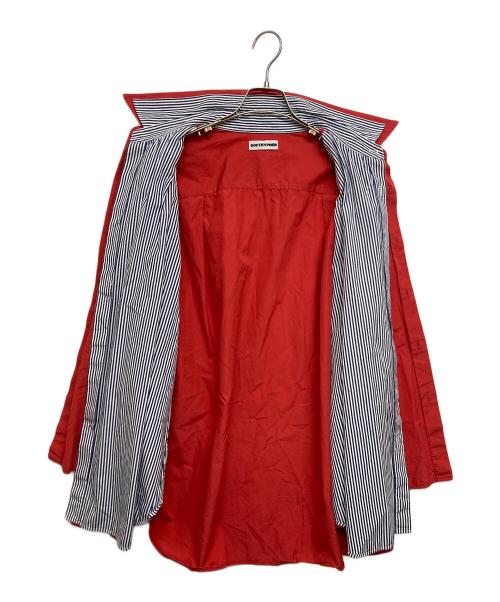 SOFTHYPHEN（ソフトハイフン）SOFTHYPHEN (ソフトハイフン) DOUBLE FRONT OVER SIZED SIGNATURE SHIRT レッド サイズ:SIZE03の古着・服飾アイテム