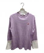 PLAY COMME des GARCONSプレイコムデギャルソン）の古着「綿天竺ボーダー×綿天竺カットソー」｜パープル