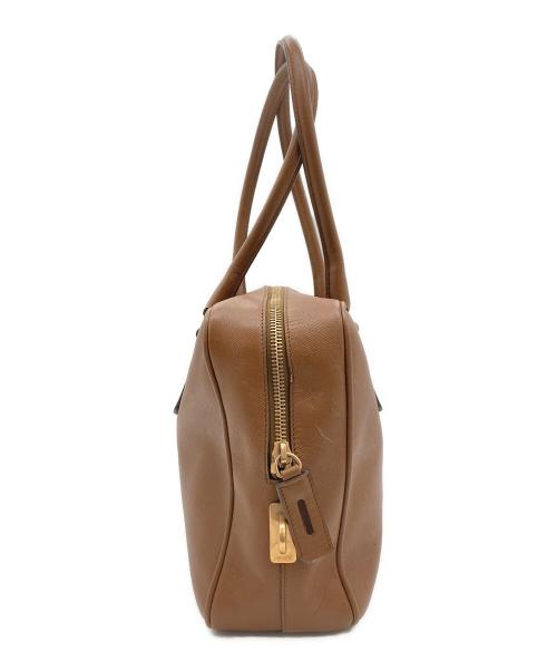 PRADA（プラダ）PRADA (プラダ) サフィアーノレザーハンドバッグ ブラウンの古着・服飾アイテム