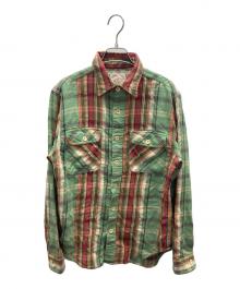 RRL（ダブルアールエル）の古着「フランネルチェックシャツ」｜グリーン×レッド