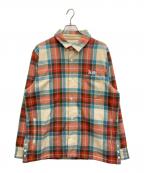 KITHキス）の古着「Check Plaid Ginza Voyage チェックシャツジャケット　21050060000540ｆ」｜レッド×ベージュ