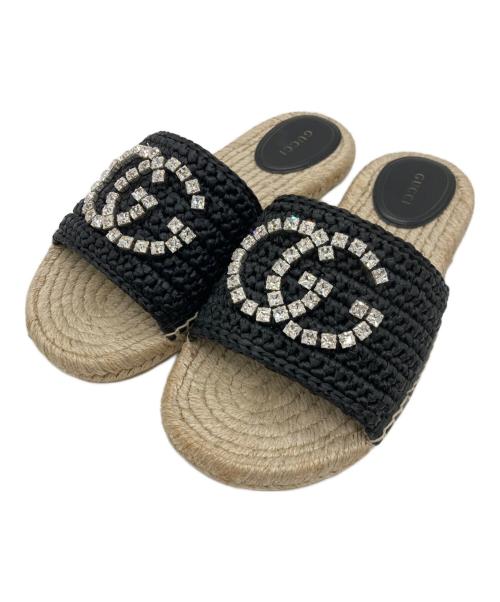 GUCCI（グッチ）GUCCI (グッチ) インターロッキングG エスパドリーユ ブラック×ベージュ サイズ:SIZE 37の古着・服飾アイテム