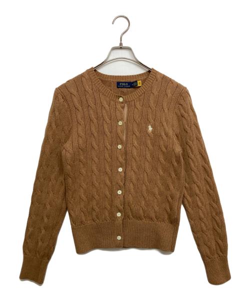 POLO RALPH LAUREN（ポロ・ラルフローレン）POLO RALPH LAUREN (ポロ・ラルフローレン) コットンケーブルニットカーディガン ブラウン サイズ:SIZE Mの古着・服飾アイテム
