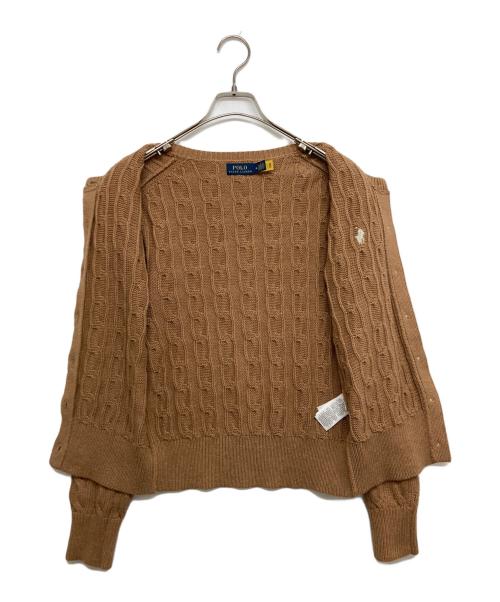 POLO RALPH LAUREN（ポロ・ラルフローレン）POLO RALPH LAUREN (ポロ・ラルフローレン) コットンケーブルニットカーディガン ブラウン サイズ:SIZE Mの古着・服飾アイテム