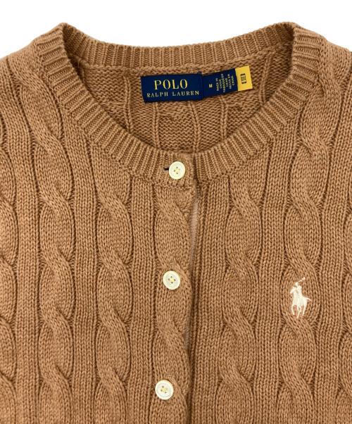 POLO RALPH LAUREN（ポロ・ラルフローレン）POLO RALPH LAUREN (ポロ・ラルフローレン) コットンケーブルニットカーディガン ブラウン サイズ:SIZE Mの古着・服飾アイテム
