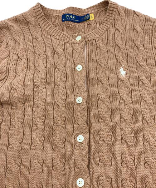 POLO RALPH LAUREN（ポロ・ラルフローレン）POLO RALPH LAUREN (ポロ・ラルフローレン) コットンケーブルニットカーディガン ブラウン サイズ:SIZE Mの古着・服飾アイテム