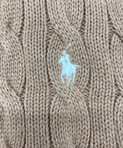 POLO RALPH LAUREN（ポロ・ラルフローレン）POLO RALPH LAUREN (ポロ・ラルフローレン) コットンケーブルニットカーディガン ブラウン サイズ:SIZE Mの古着・服飾アイテム