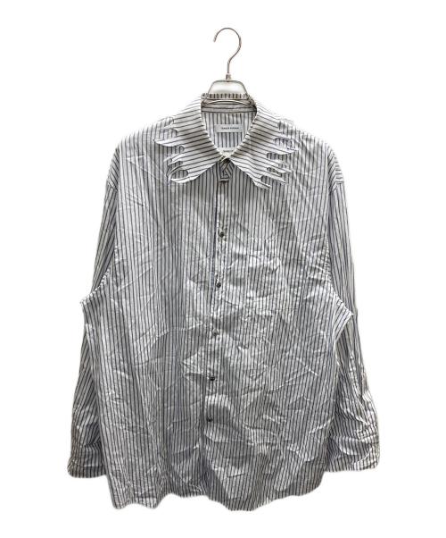 TENDER PERSON（テンダ―パーソン）TENDER PERSON (テンダ―パーソン) FLAME COLLAR STRIPE SHIRT ホワイト サイズ:SIZE4の古着・服飾アイテム