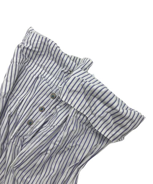 TENDER PERSON（テンダ―パーソン）TENDER PERSON (テンダ―パーソン) FLAME COLLAR STRIPE SHIRT ホワイト サイズ:SIZE4の古着・服飾アイテム