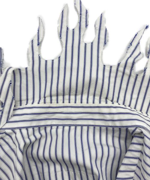 TENDER PERSON（テンダ―パーソン）TENDER PERSON (テンダ―パーソン) FLAME COLLAR STRIPE SHIRT ホワイト サイズ:SIZE4の古着・服飾アイテム