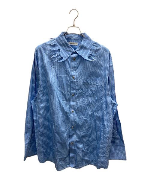 TENDER PERSON（テンダ―パーソン）TENDER PERSON (テンダ―パーソン) FLAME COLLAR STRIPE SHIRT ブルー サイズ:SIZE4の古着・服飾アイテム