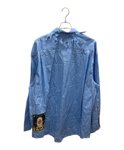 TENDER PERSON（テンダ―パーソン）TENDER PERSON (テンダ―パーソン) FLAME COLLAR STRIPE SHIRT ブルー サイズ:SIZE4の古着・服飾アイテム