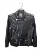 uaboniユアボニ）の古着「エコレザーライダースジャケット」｜ブラック