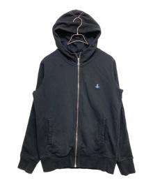 Vivienne Westwood（ヴィヴィアンウエストウッド）の古着「ロゴ刺繍ジップパーカー」｜ブラック