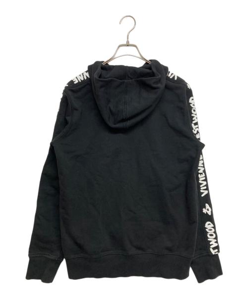 Vivienne Westwood（ヴィヴィアンウエストウッド）Vivienne Westwood (ヴィヴィアンウエストウッド) ロゴ刺繍ジップパーカー ブラック サイズ:SIZE Mの古着・服飾アイテム