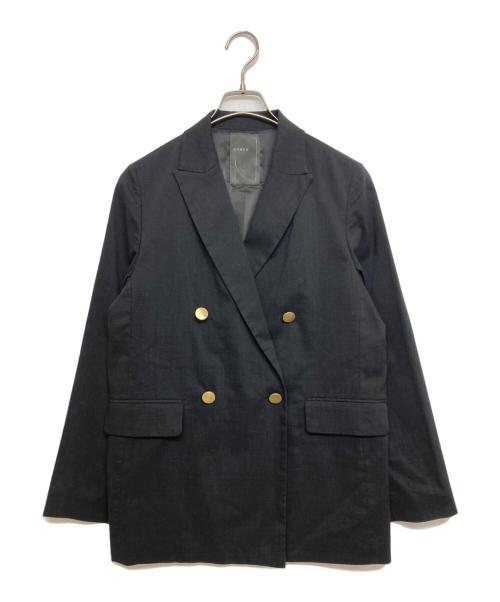 Noble（ノーブル）Noble (ノーブル) 麻ストレッチピークドラペルダブルジャケット ブラック サイズ:SIZE 38の古着・服飾アイテム