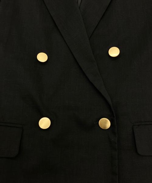 Noble（ノーブル）Noble (ノーブル) 麻ストレッチピークドラペルダブルジャケット ブラック サイズ:SIZE 38の古着・服飾アイテム