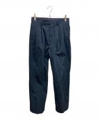 TOMORROW LANDトゥモローランド）の古着「コットンナイロンツイル 2タックワイドストレートパンツ」｜ネイビー
