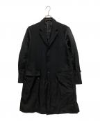 BLACK COMME des GARCONSブラックコムデギャルソン）の古着「ポリ縮絨ドッキングロングジャケット/コート」｜ブラック