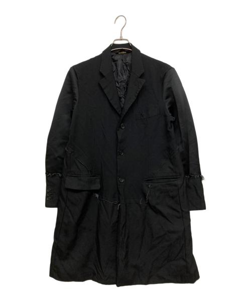 BLACK COMME des GARCONS（ブラックコムデギャルソン）BLACK COMME des GARCONS (ブラックコムデギャルソン) ポリ縮絨ドッキングロングジャケット/コート ブラック サイズ:SIZE Lの古着・服飾アイテム