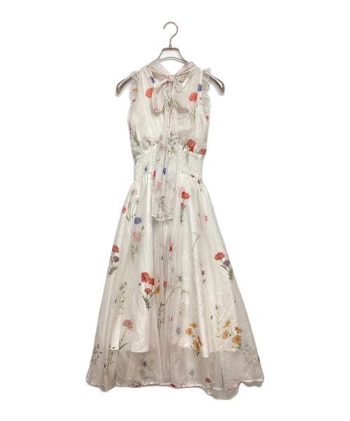 Snidel（スナイデル）Snidel (スナイデル) バックリボンシフォンワンピース ホワイト サイズ:SIZE 0の古着・服飾アイテム