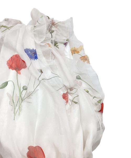 Snidel（スナイデル）Snidel (スナイデル) バックリボンシフォンワンピース ホワイト サイズ:SIZE 0の古着・服飾アイテム