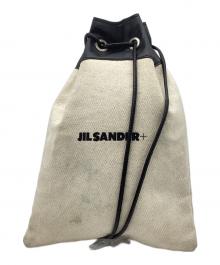 JIL SANDER（ジルサンダー）の古着「DRST ロゴ ポーチ/ドローストリングポーチ」｜アイボリー×ブラック