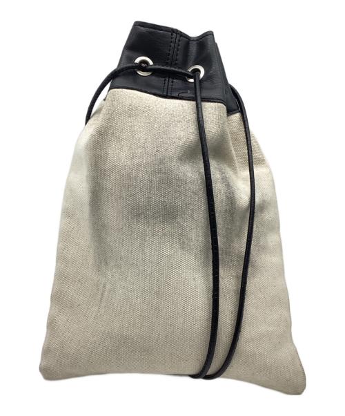JIL SANDER（ジルサンダー）JIL SANDER (ジルサンダー) DRST ロゴ ポーチ/ドローストリングポーチ アイボリー×ブラック サイズ:実寸サイズをご参照下さい。の古着・服飾アイテム