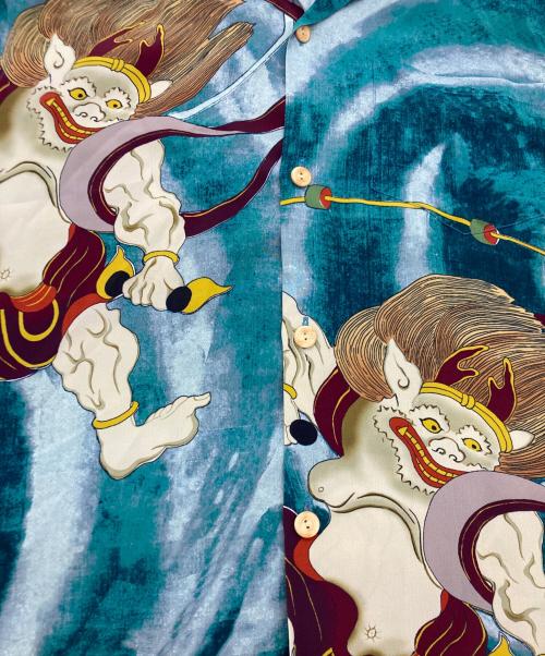Sun Surf（サンサーフ）Sun Surf (サンサーフ) 風神雷神アロハシャツ ブルー サイズ:SIZE Mの古着・服飾アイテム