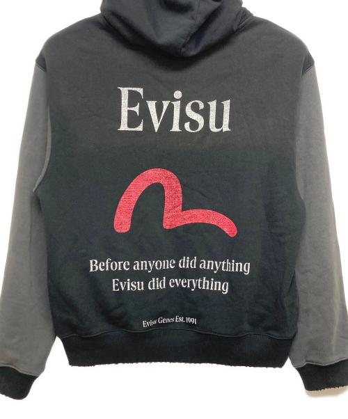 EVISU（エヴィス）EVISU (エヴィス) カモメとロゴプリントのボクシーパーカー グレー×ブラック サイズ:S 170/100Cの古着・服飾アイテム