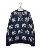 Needles×BEAMS BOY×MLBニードルズ×ビームスボーイ×エムエルビー）の古着「モヘヤニットカーディガン」｜ネイビー