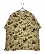 YOKEヨーク）の古着「FLOWER CUT JACQUARD SIDE SLIT OPEN COLLAR SHIRTS S/S」｜イエロー