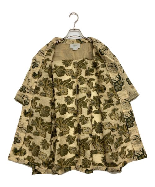 YOKE（ヨーク）YOKE (ヨーク) FLOWER CUT JACQUARD SIDE SLIT OPEN COLLAR SHIRTS S/S イエロー サイズ:SIZE Mの古着・服飾アイテム