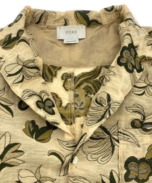 YOKE（ヨーク）YOKE (ヨーク) FLOWER CUT JACQUARD SIDE SLIT OPEN COLLAR SHIRTS S/S イエロー サイズ:SIZE Mの古着・服飾アイテム