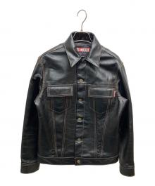 CUIR STANDARD（キュアー スタンダード）の古着「レザートラッカージャケット」｜ブラック