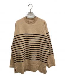 MARKAWARE（マーカウェア）の古着「BOX Tee LONG SLEEVES ORGANIC COTTON BORDER」｜ベージュ