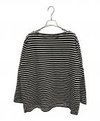 COMOLIコモリ）の古着「ボートネックボーダーカットソー」｜ホワイト×ブラック