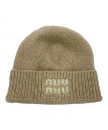MIU MIU（ミュウミュウ）の古着「ニット帽」｜ベージュ