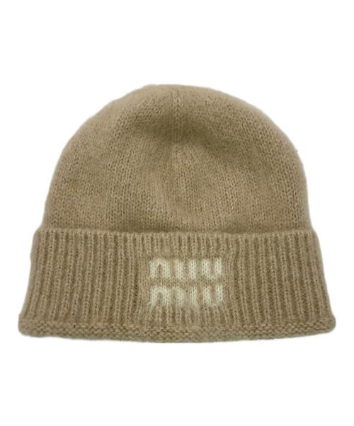 MIU MIU（ミュウミュウ）MIU MIU (ミュウミュウ) ニット帽 ベージュ サイズ:SIZE Mの古着・服飾アイテム