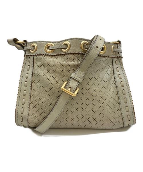 CELINE（セリーヌ）CELINE (セリーヌ) パンチングオールドショルダーバッグ ベージュの古着・服飾アイテム