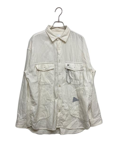 and wander（アンドワンダー）and wander (アンドワンダー) twill c/w LS shirt ホワイト サイズ:SIZE Lの古着・服飾アイテム