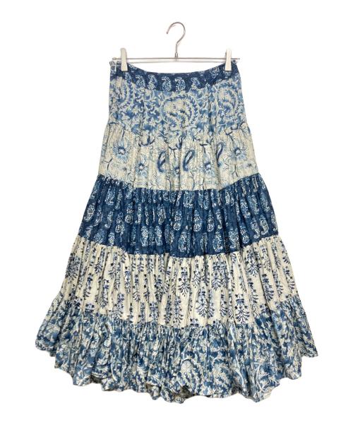 RALPH LAUREN（ラルフローレン）RALPH LAUREN (ラルフローレン) ペイズリー柄ティアードシルクスカート ホワイト×ブルー サイズ:SIZE 6の古着・服飾アイテム