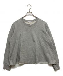 COMME des GARCONS SHIRT BOYS（コムデギャルソンシャツボーイズ）の古着「Cotton pile plain / cotton rib with logo print/オーバーサイズロゴスウェット」｜グレー