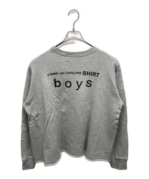 COMME des GARCONS SHIRT BOYS（コムデギャルソンシャツボーイズ）COMME des GARCONS SHIRT BOYS Cotton pile plain / cotton rib with logo print/オーバーサイズロゴスウェット グレー サイズ:SIZE Mの古着・服飾アイテム