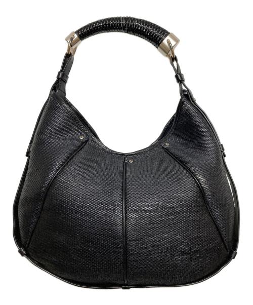 Yves Saint Laurent Rive Gauche（イヴ・サンローラン リヴ・ゴーシュ）Yves Saint Laurent Rive Gauche (イヴ・サンローラン リヴ・ゴーシュ) ラフィアショルダーバッグ ブラックの古着・服飾アイテム
