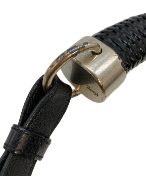 Yves Saint Laurent Rive Gauche（イヴ・サンローラン リヴ・ゴーシュ）Yves Saint Laurent Rive Gauche (イヴ・サンローラン リヴ・ゴーシュ) ラフィアショルダーバッグ ブラックの古着・服飾アイテム